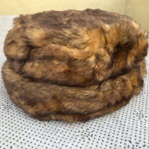 Faux Fur Hat Handmade Russian Hat Brown Cultural Hat Unisex One Size fit most